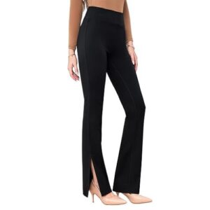 Houmous Women's 31'' Inseam High Waist Flare Work Pants with Pockets